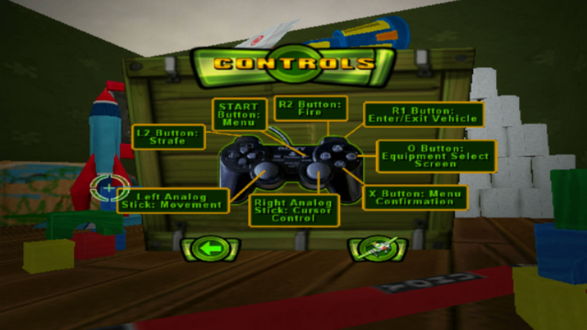 Army Men Soldiers of Misfortune PS2 controller layout