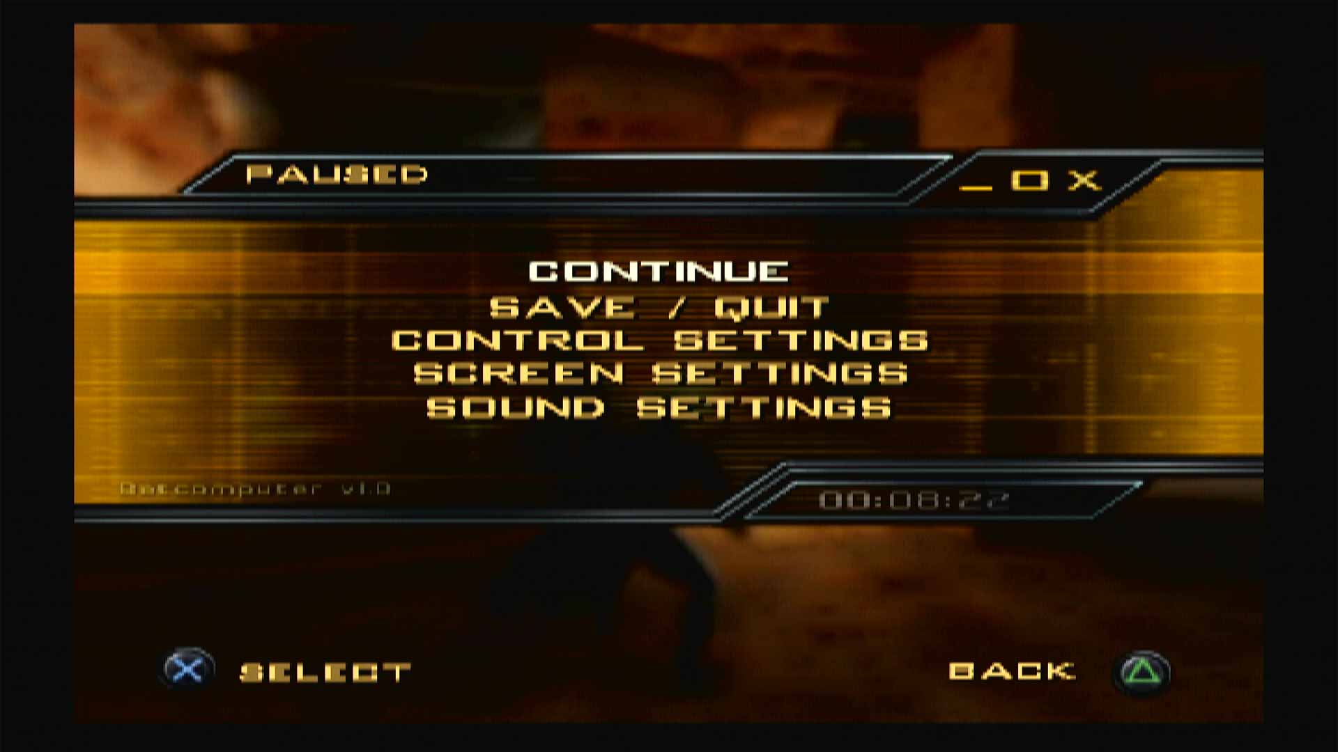 Batman Begins PS2 pause menu