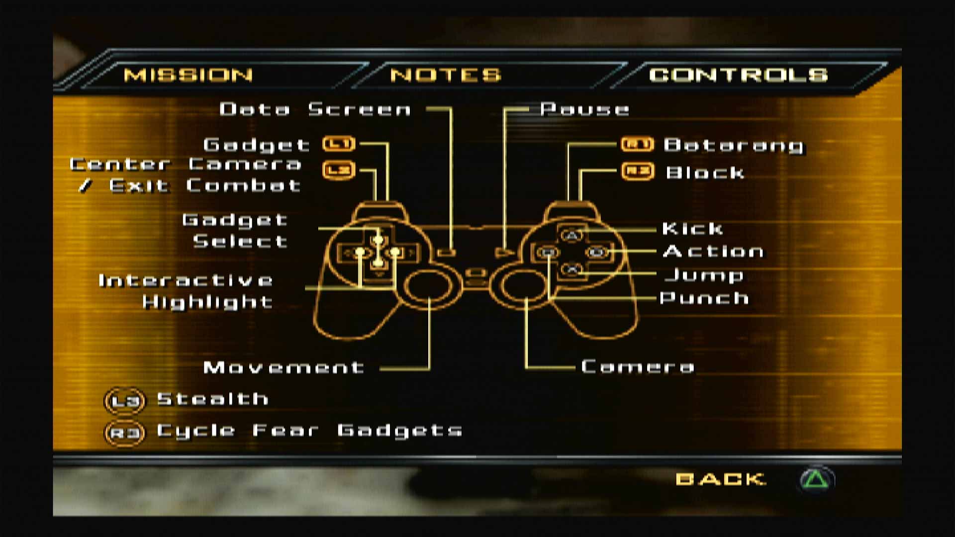 Batman Begins PS2 controller setup