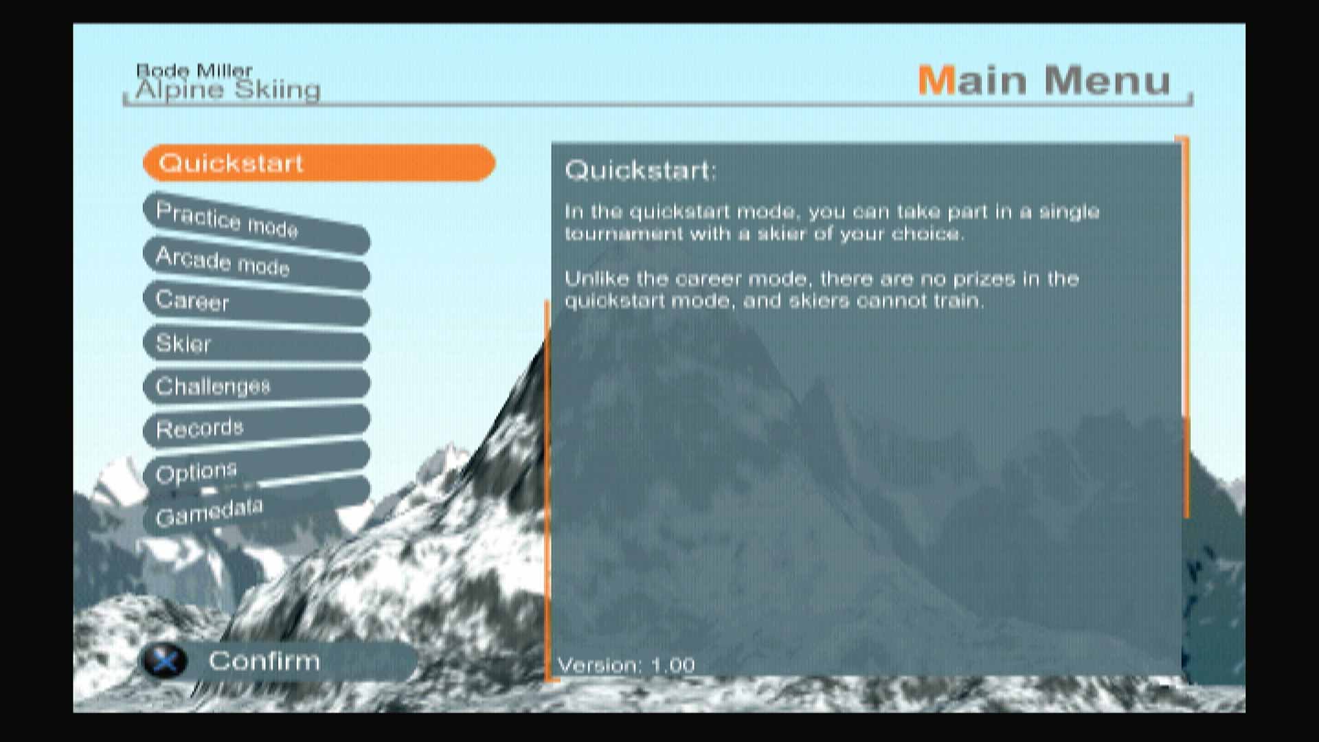 Bode Miller Alpine Skiing PS2 meni menu