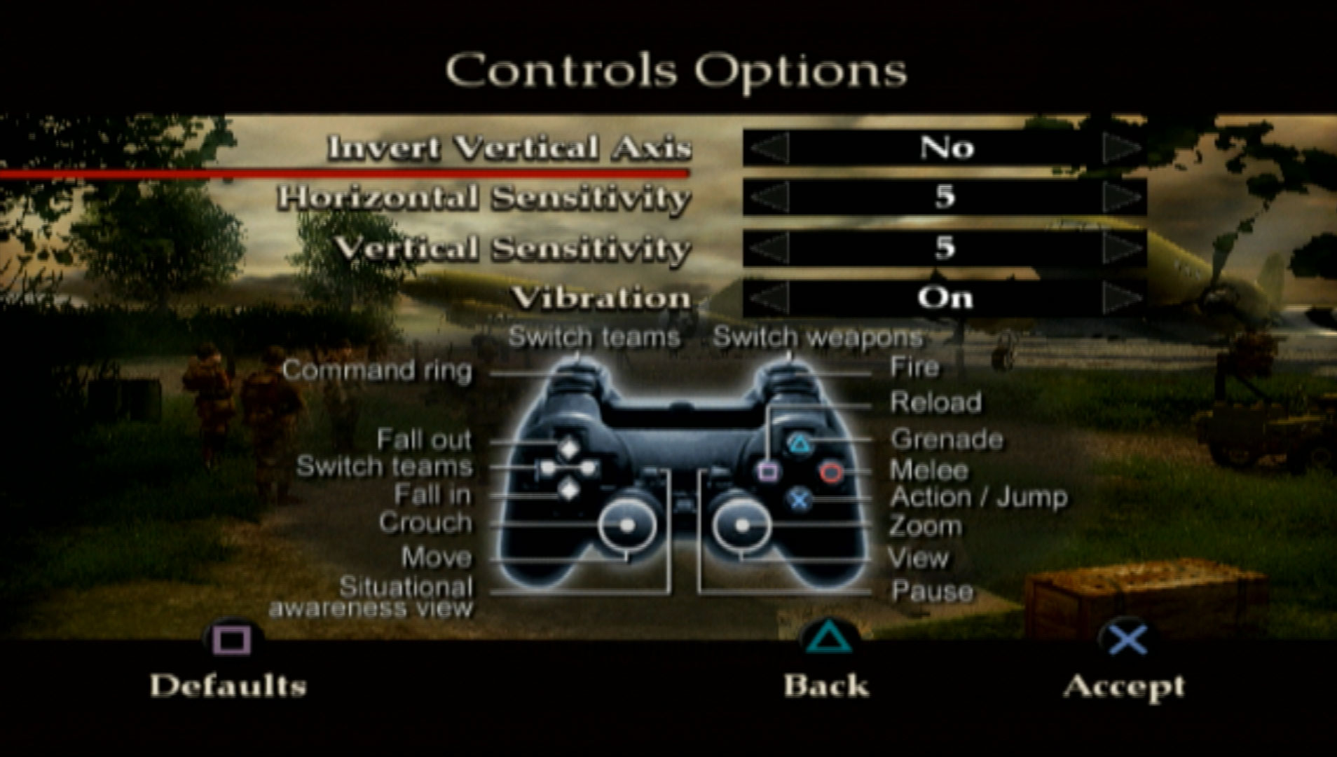 Brothers in Arms Road to Hill 30 PS2 controller scheme