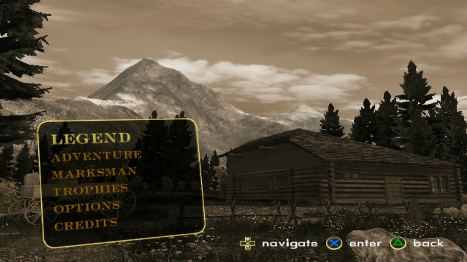 Cabela's Legendary Adventures PS2 main menu