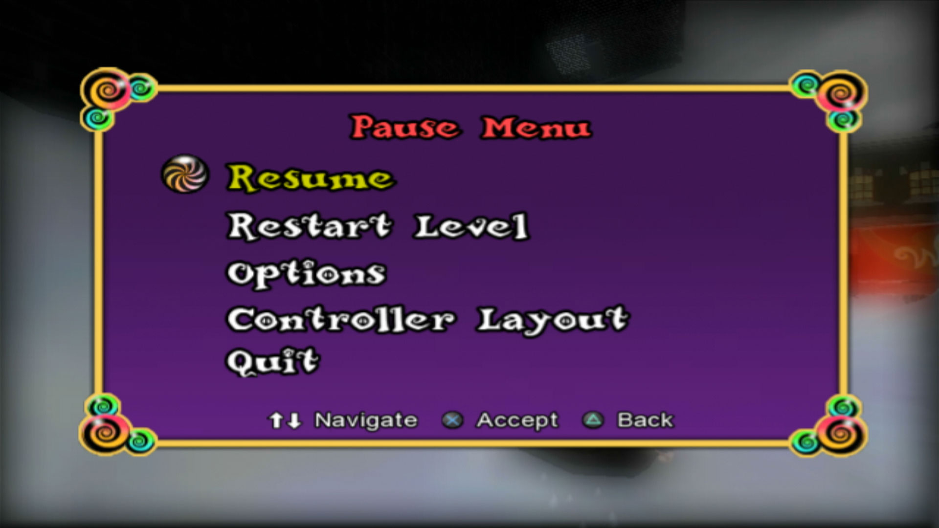 Charlie and the Chocolate Factory PS2 pause menu