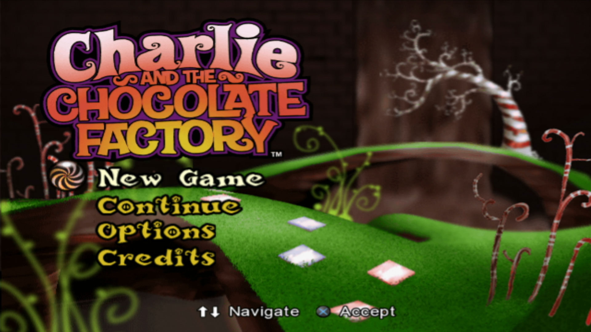 Charlie and the Chocolate Factory PS2 main menu