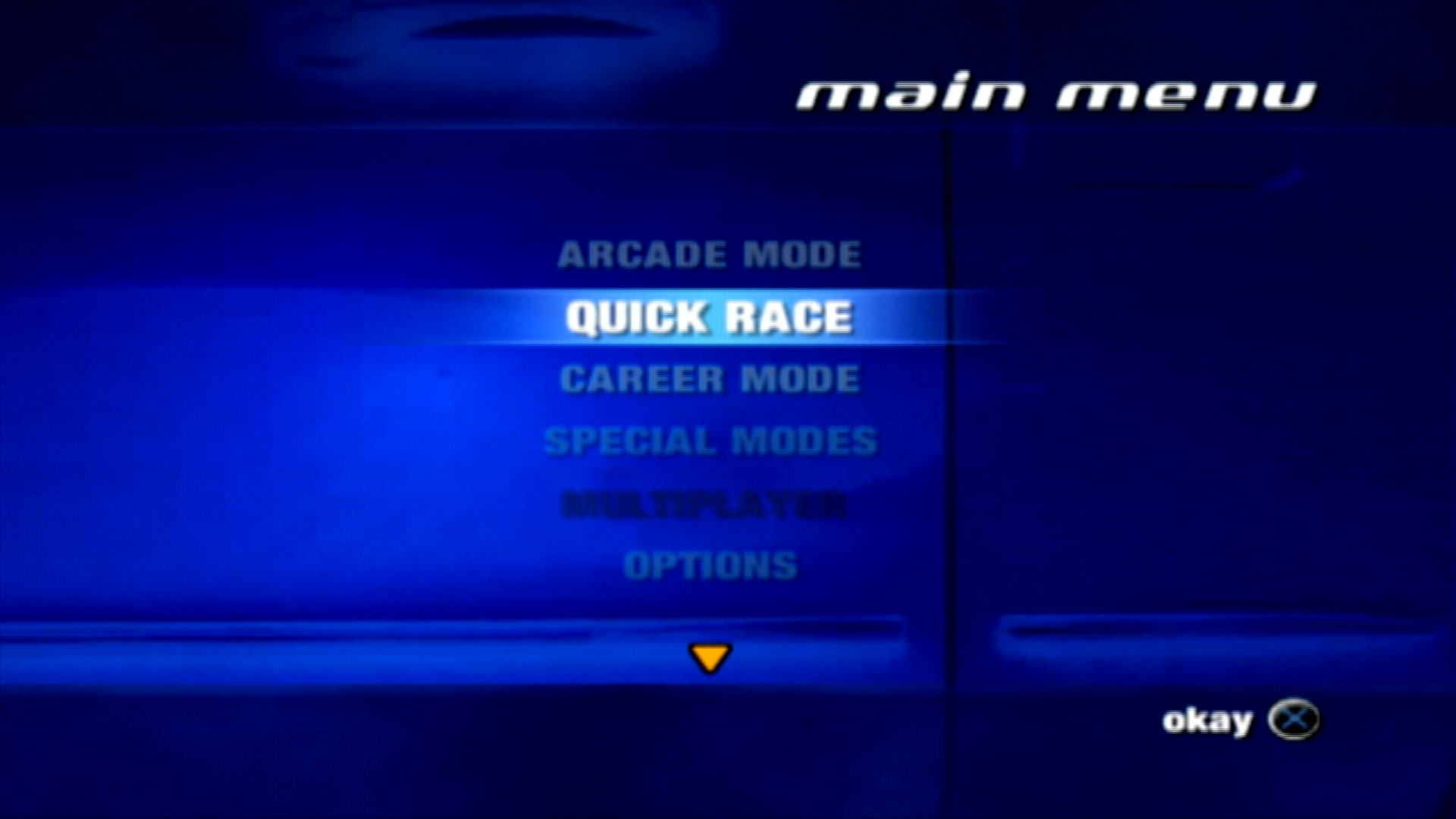 Corvette PS2 main menu