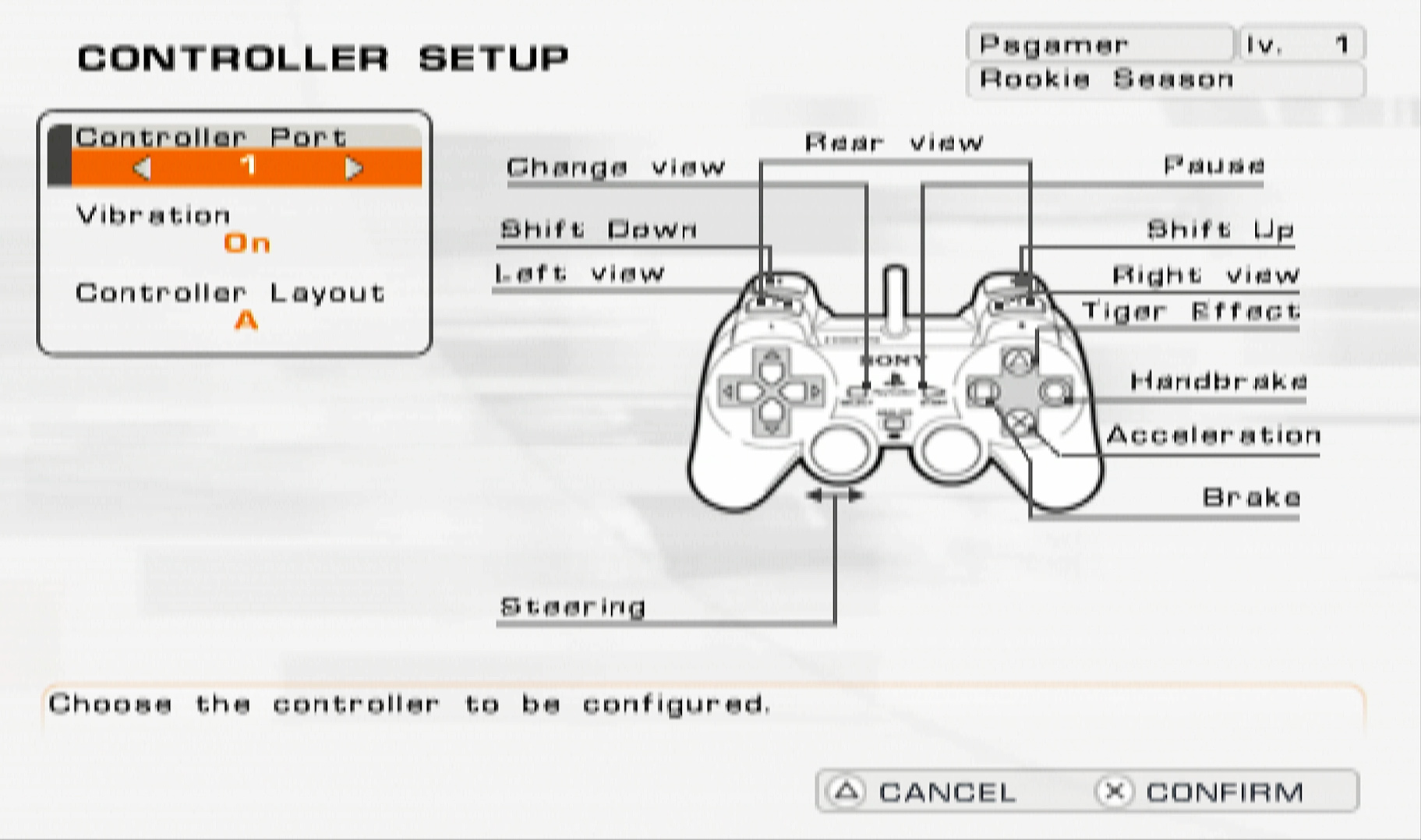 Corvette Evolution GT PS2 controls