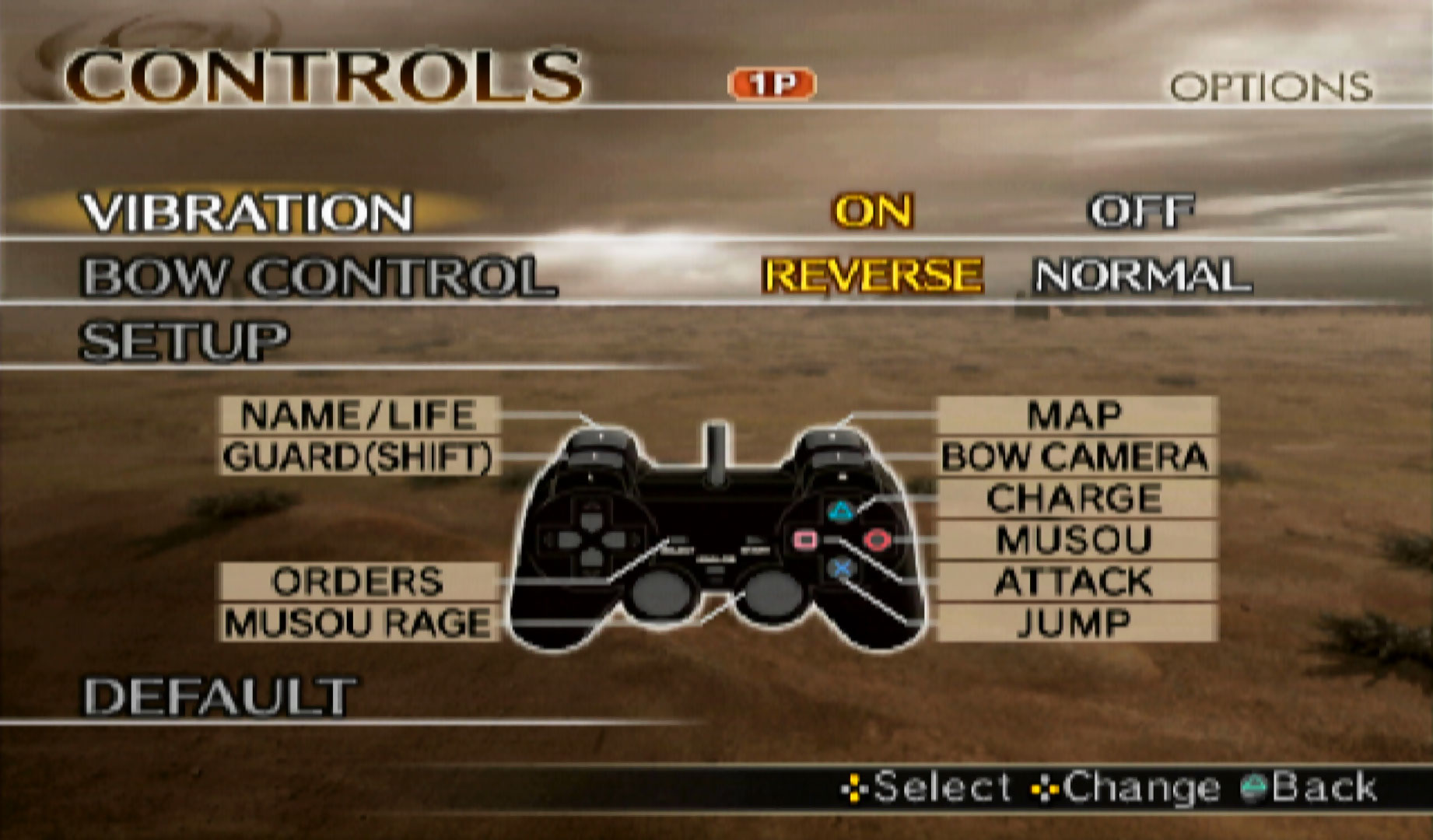 Dynasty Warriors 5 Xtreme Legends PS2 controls