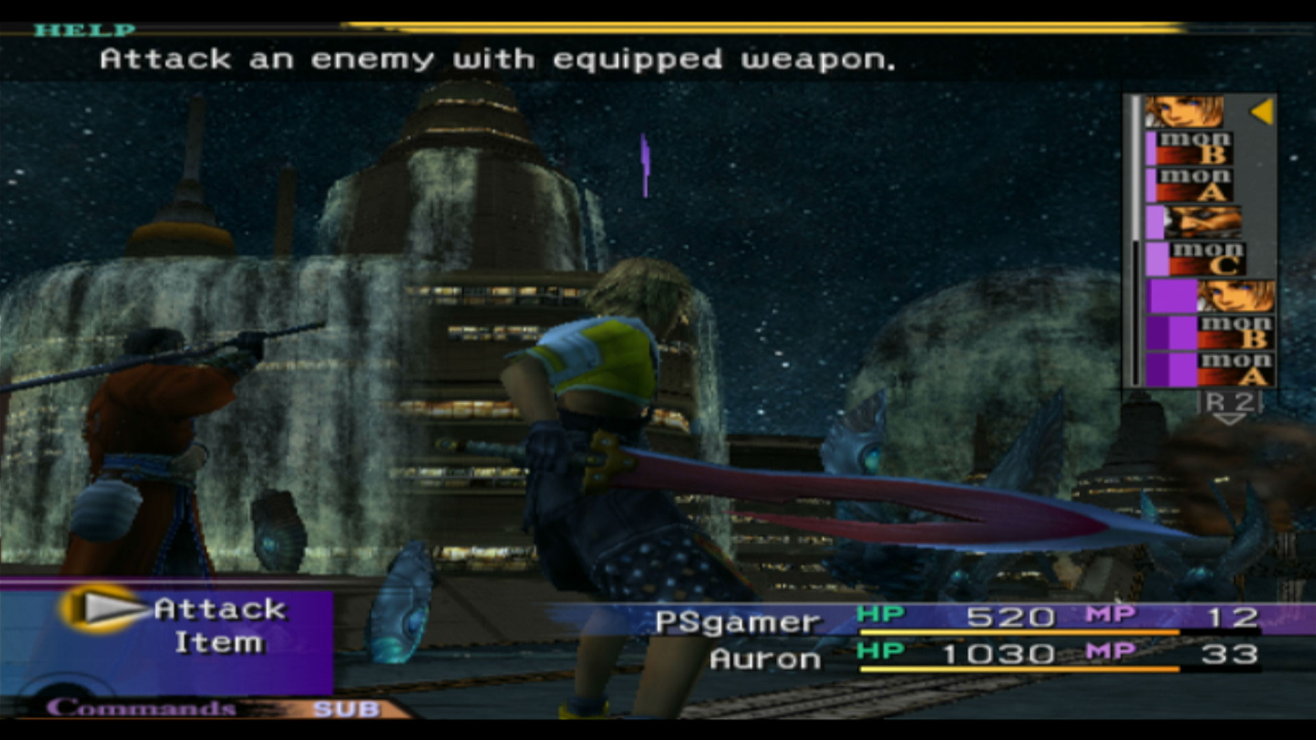 Final Fantasy X PS2 weapon attack