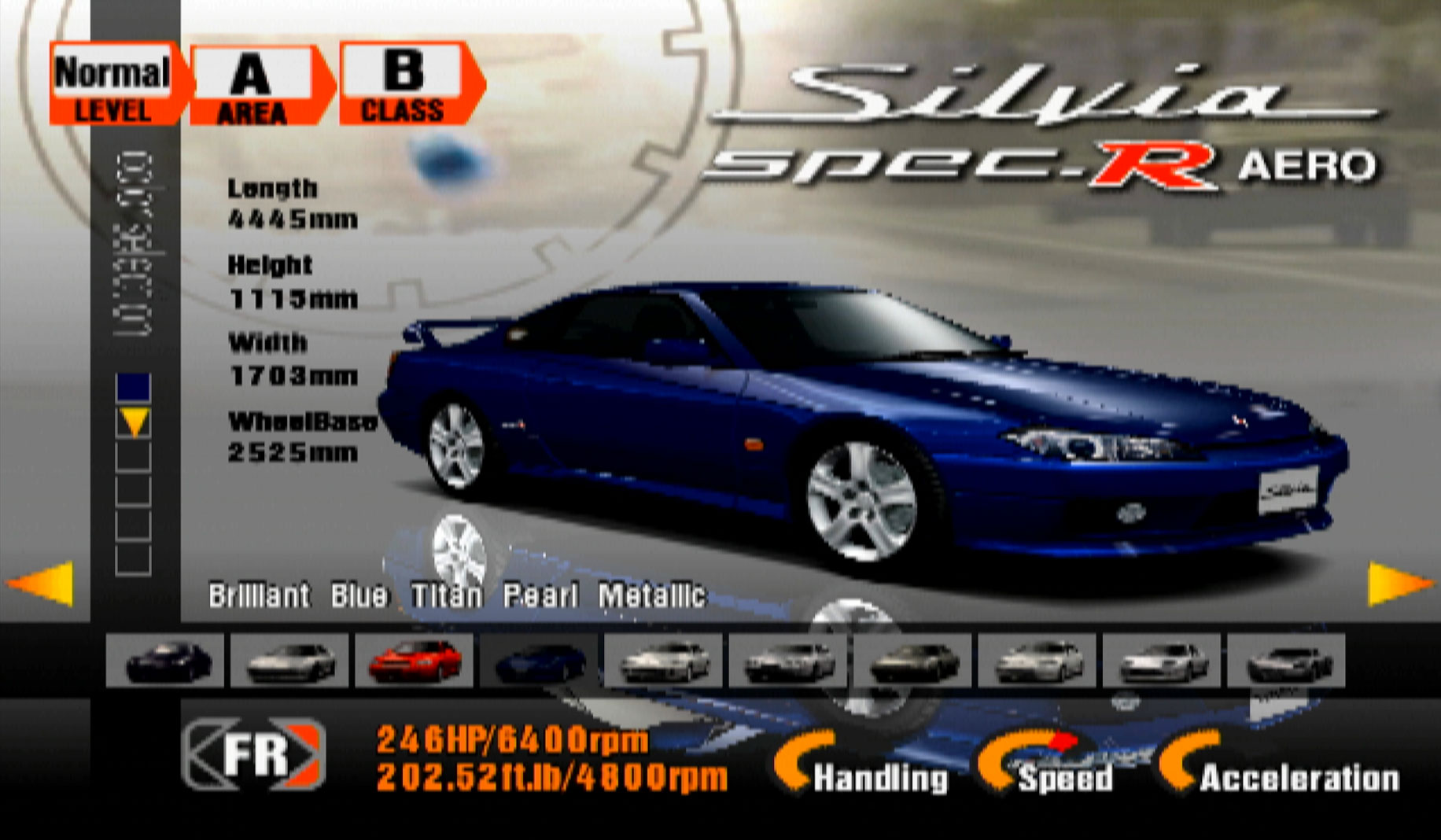 Gran Turismo 3 PS2 car menu