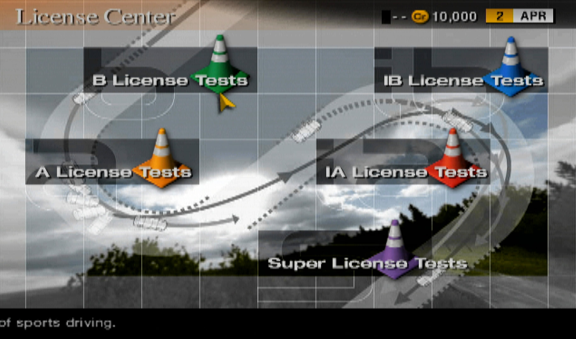 Gran Turismo 4 PS2 license center