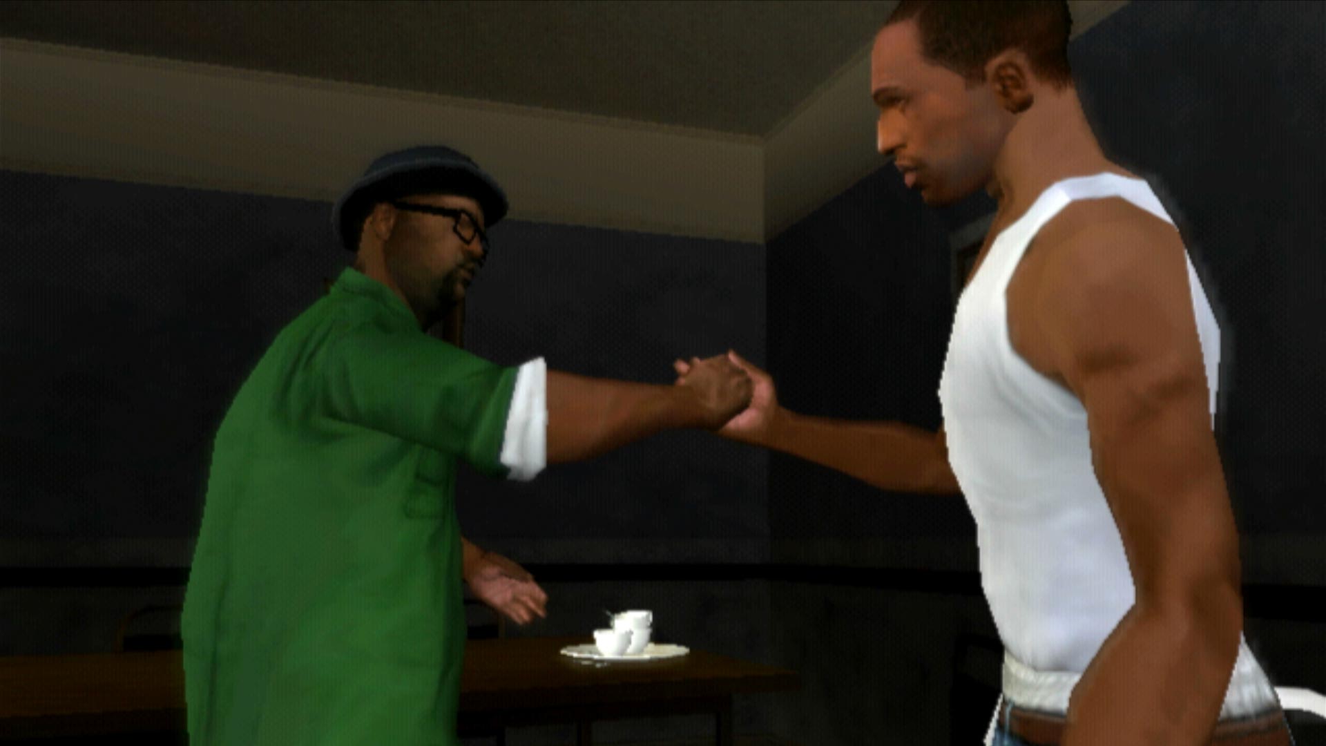 Grand Theft Auto San Andreas PS2 friend homie handshake cutscene