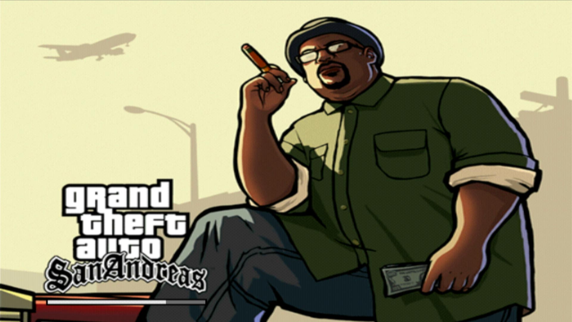 Grand Theft Auto San Andreas PS2 loading screen man