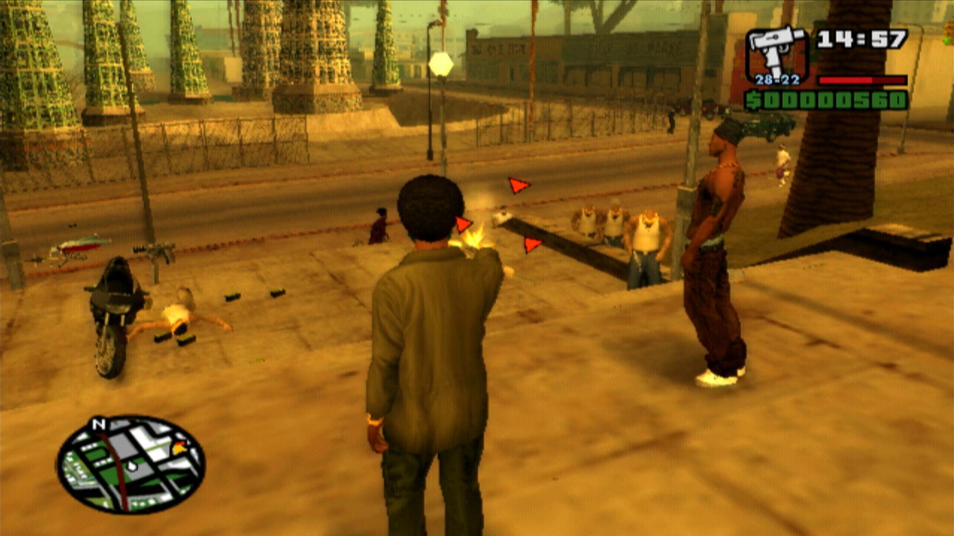 Grand Theft Auto San Andreas PS2 shootout gun fire