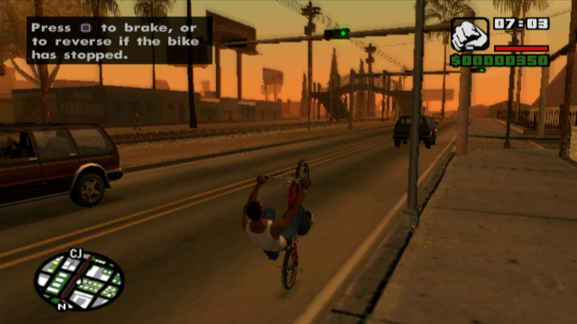 Grand Theft Auto San Andreas PS2 wheelie bicycle