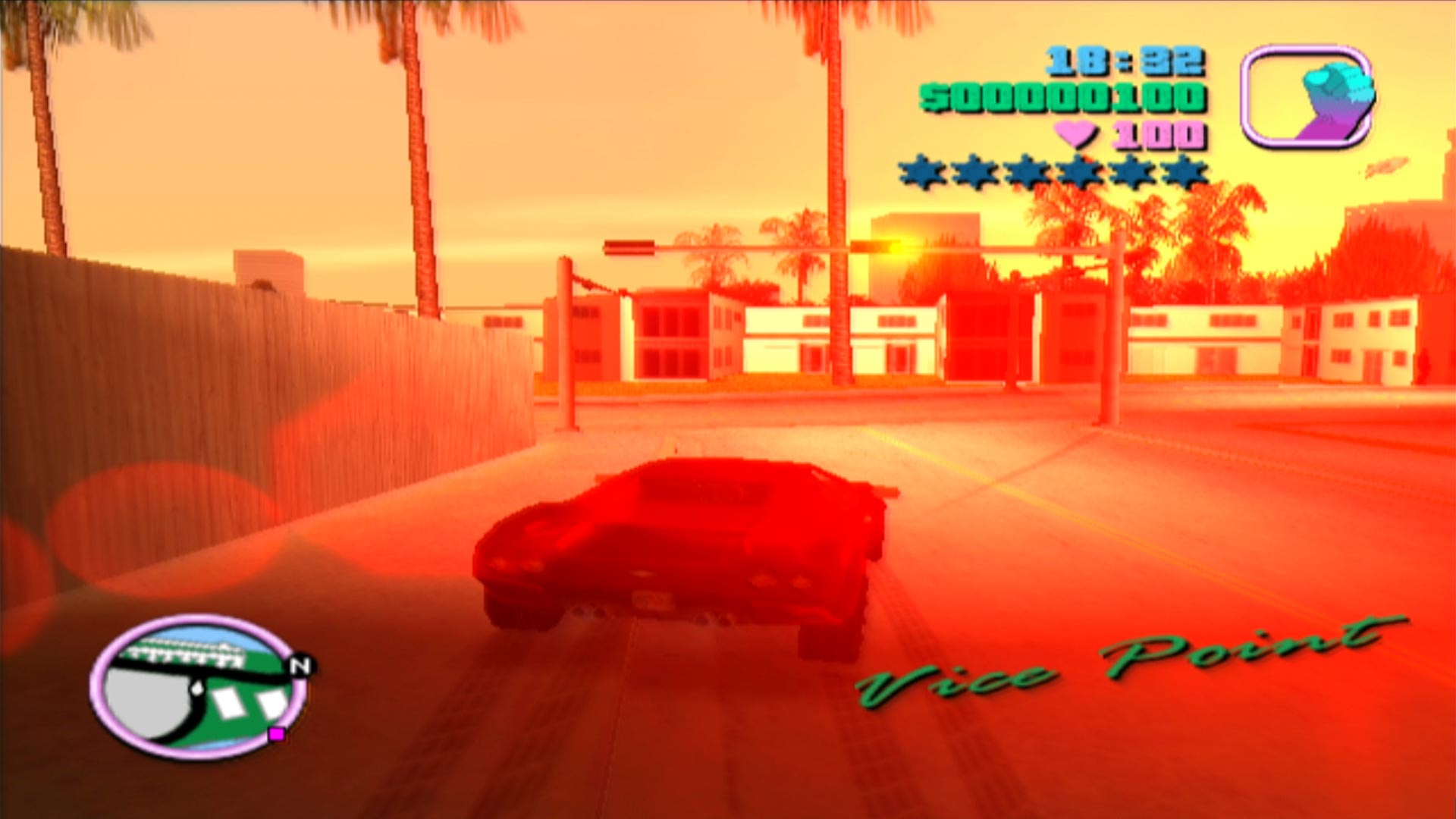 Grand Theft Auto Vice City PS2 sun flare vice point