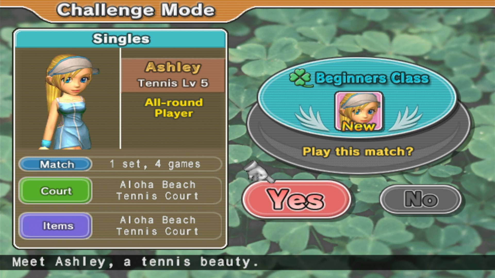 Hot Shots Tennis PS2 challenge mode