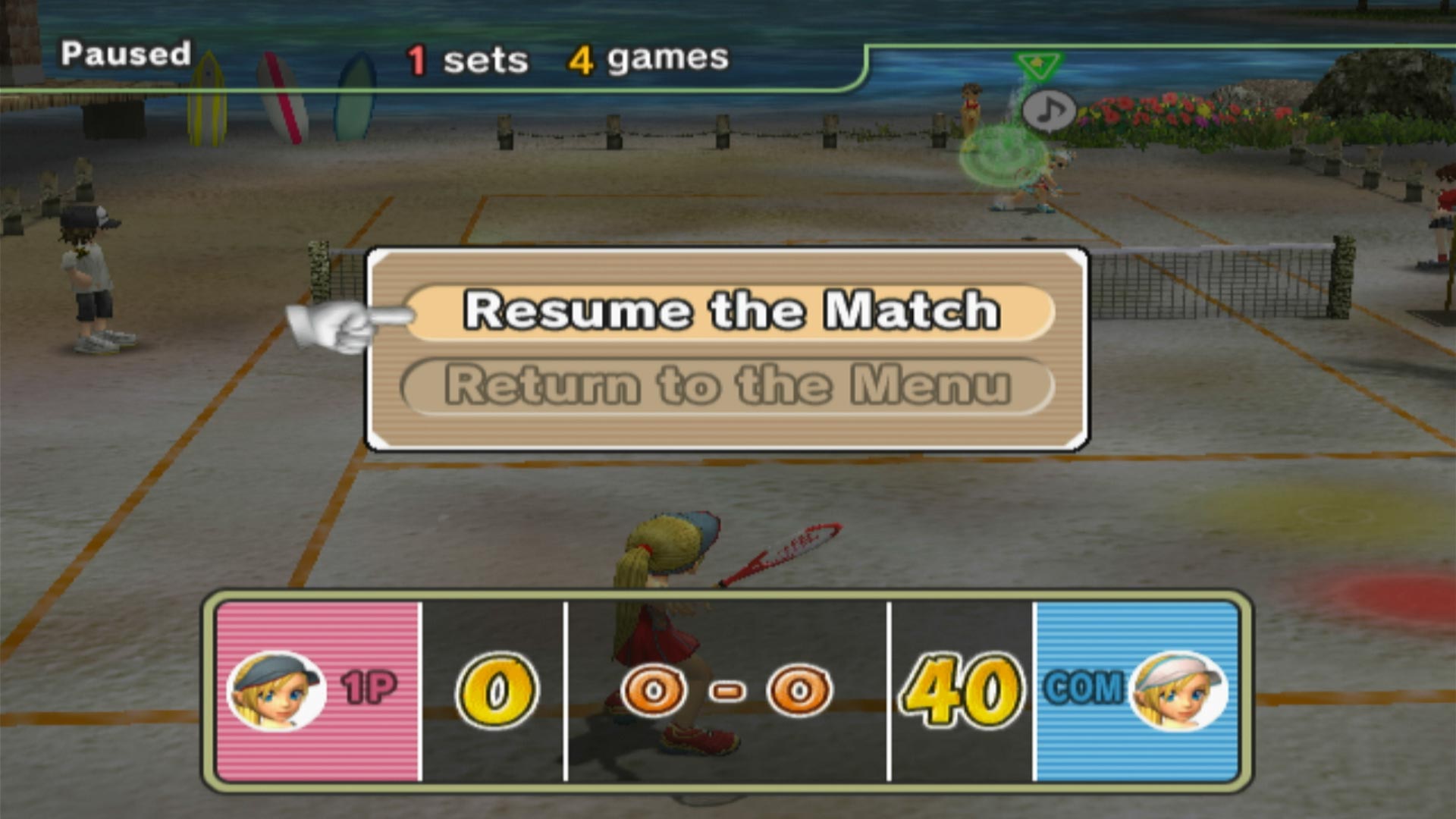 Hot Shots Tennis PS2 pause menu