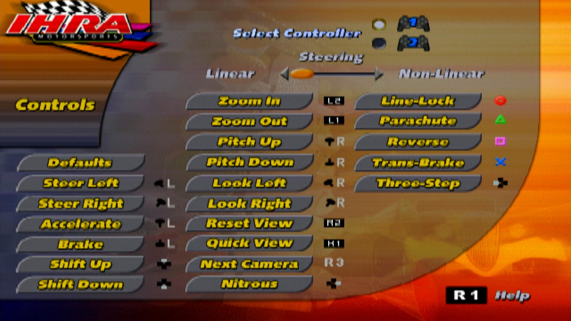 IHRA Drag Racing 2 PS2 controller scheme