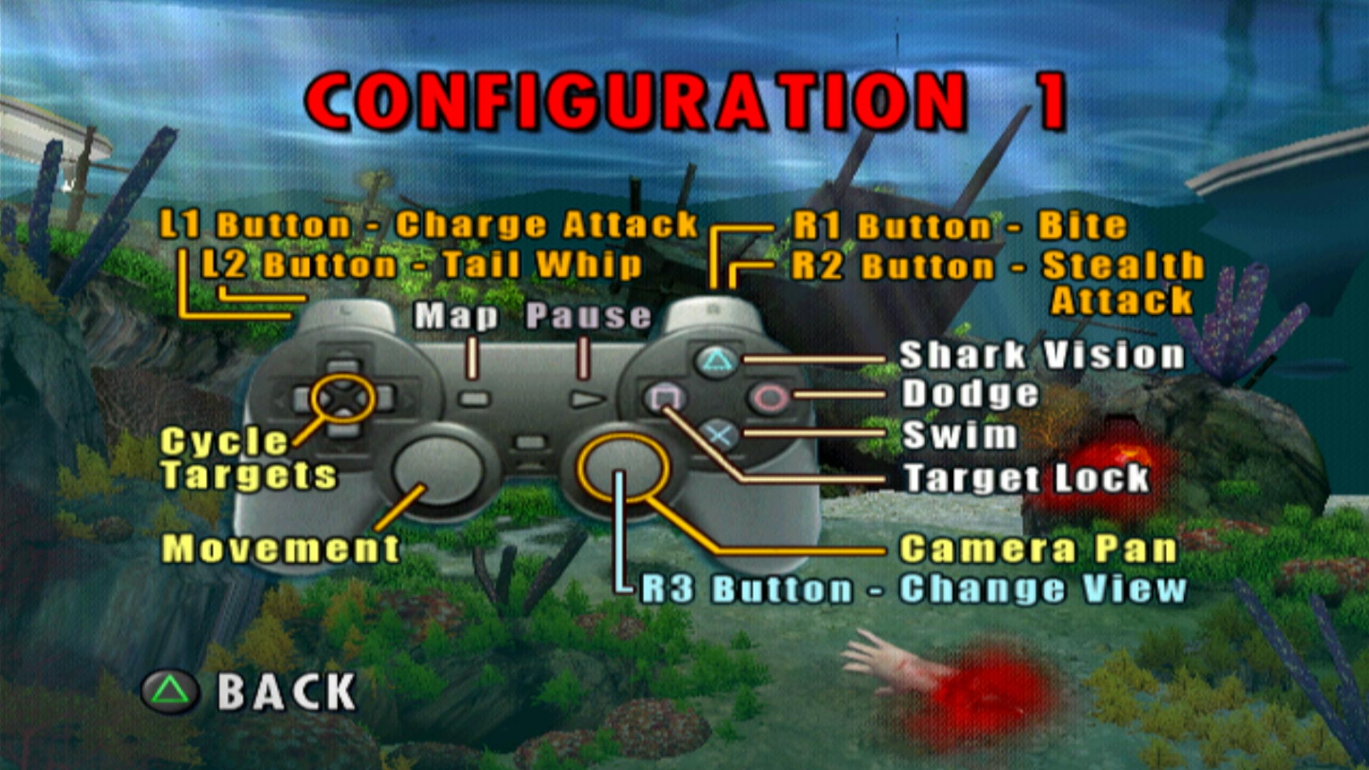 Jaws Unleashed PS2 controller layout