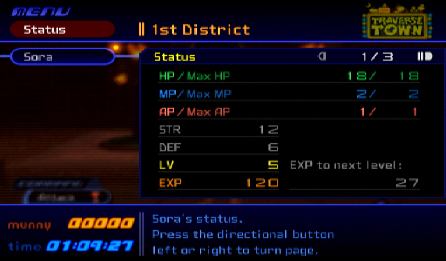 Kingdom Hearts PS2 experience status