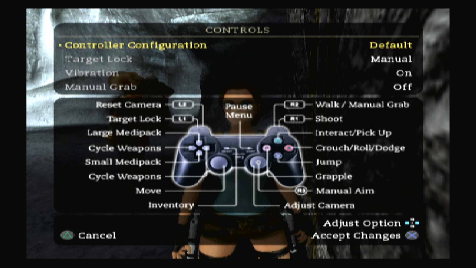 Tomb Raider Anniversary PS2 controller setup