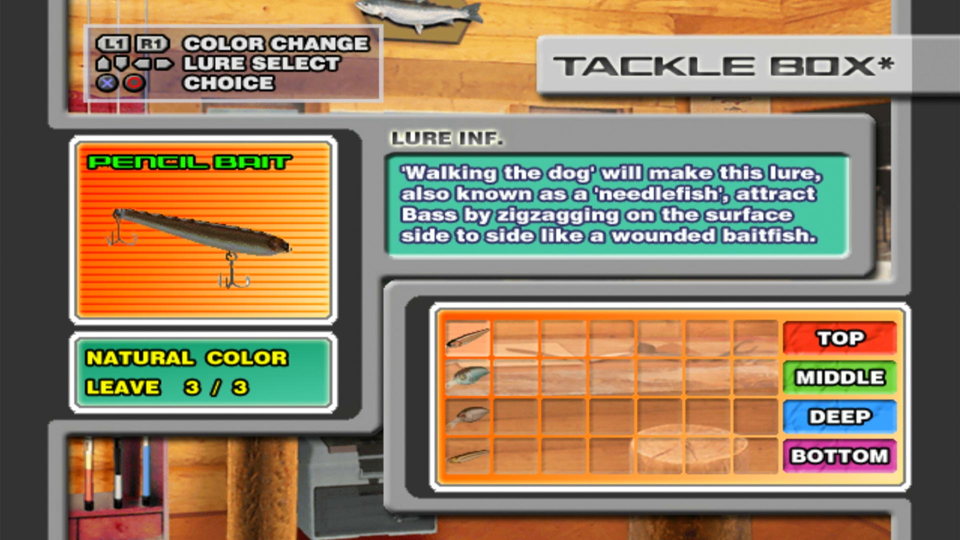 Mark Davis Pro Bass Challenge PS2 tackle box menu