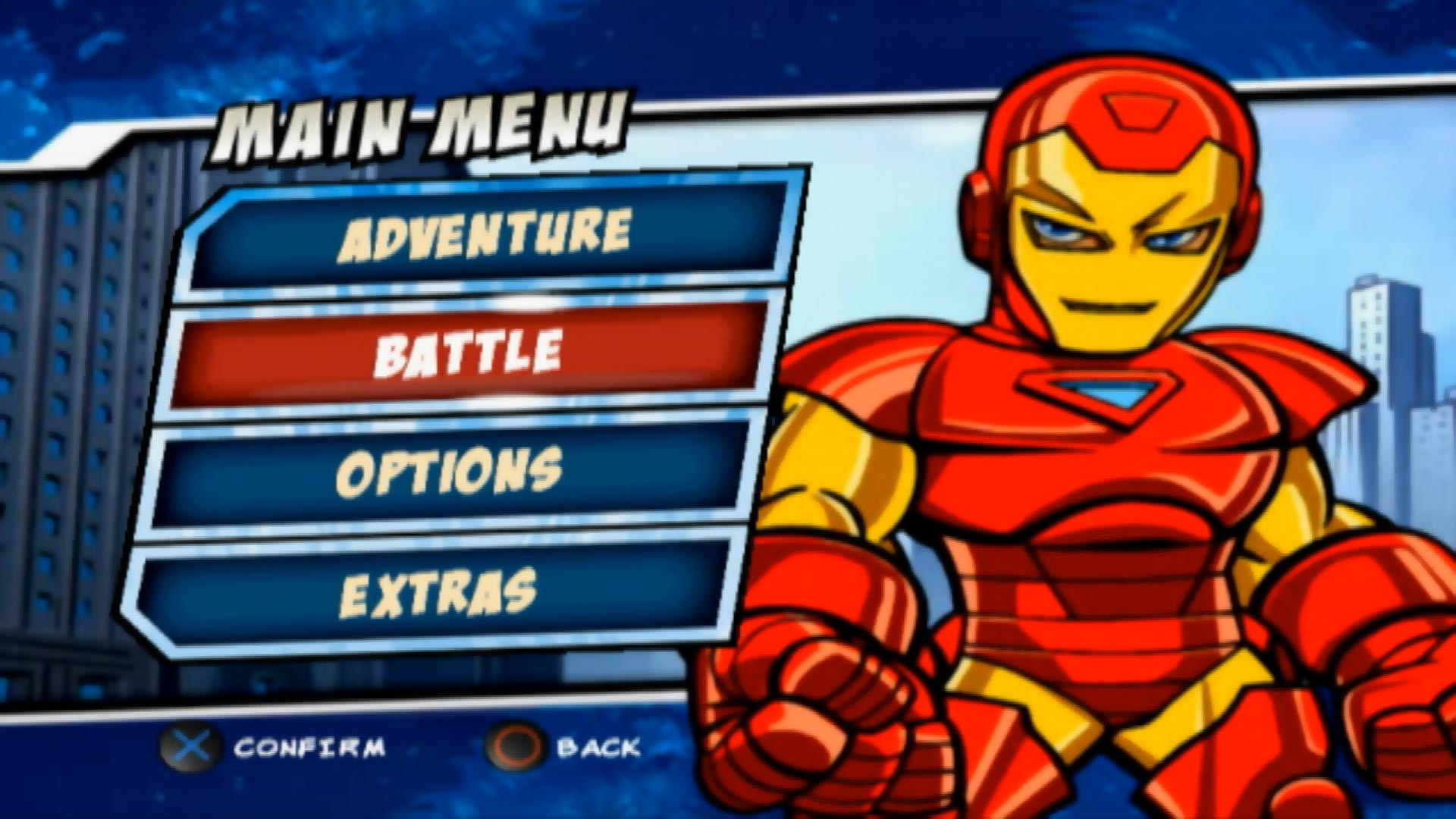 Marvel Super Hero Squad PS2 main menu