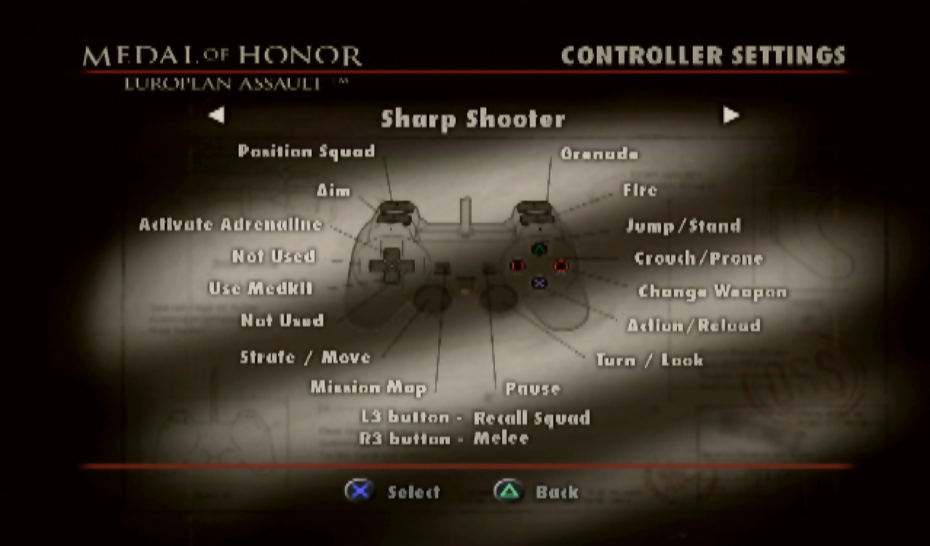 Medal of Honor European Assault PS2 controls