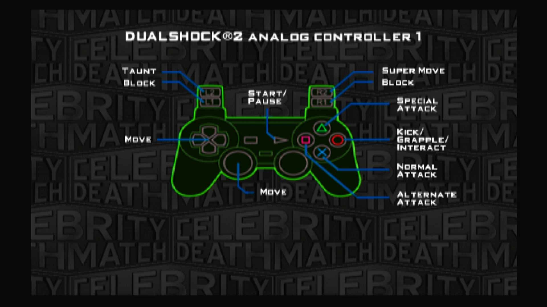 Celebrity Deathmatch MTV PS2 controller setup