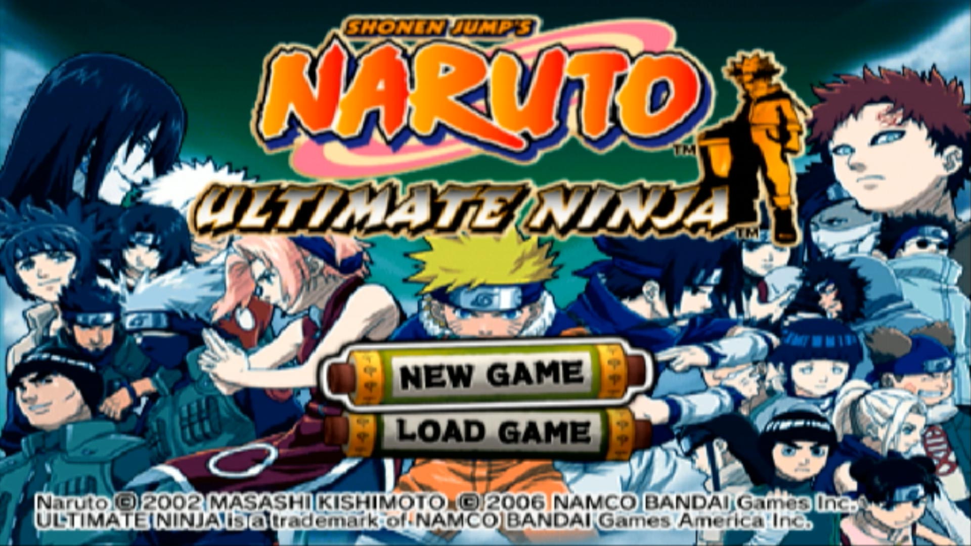 Naruto Ultimate Ninja PS2 main menu