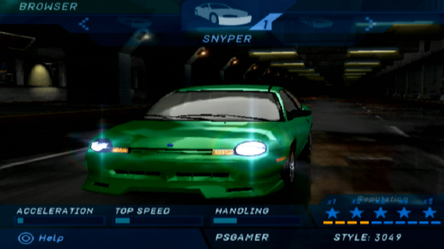 Need for Speed Underground PS2 car customization