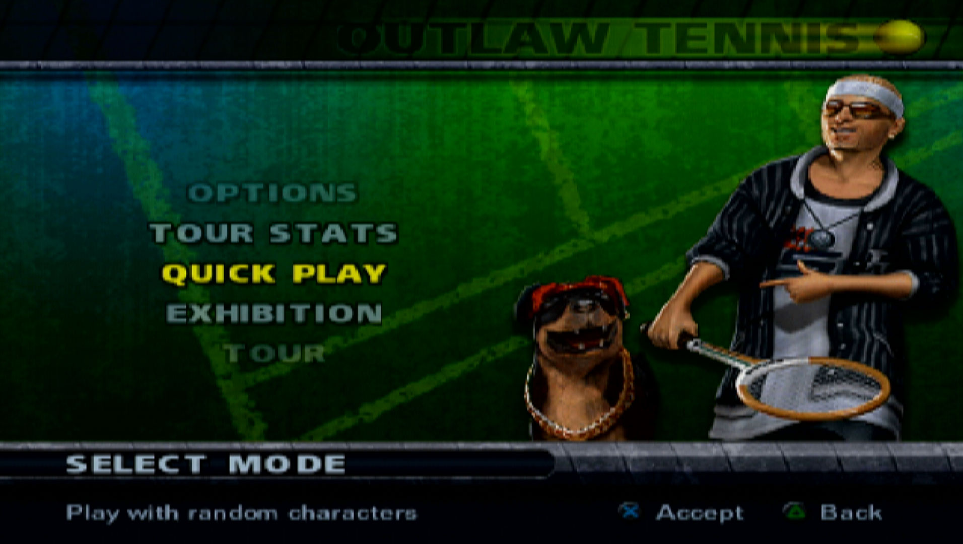 Outlaw Tennis PS2 main menu