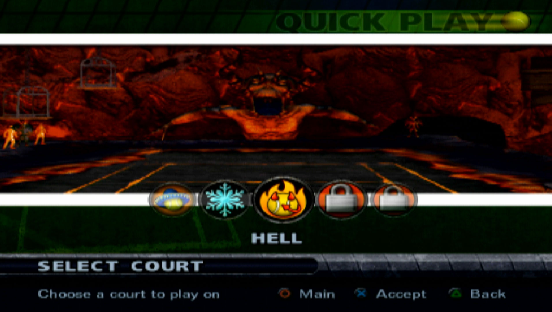 Outlaw Tennis PS2 select court