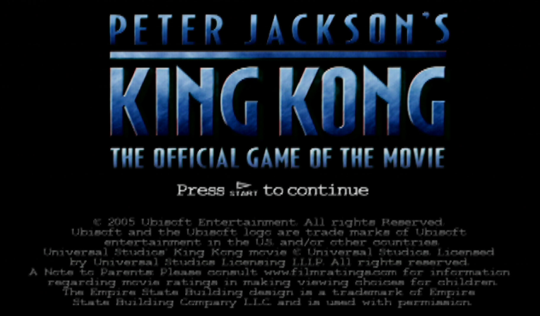 King Kong Official Game ps2 title page