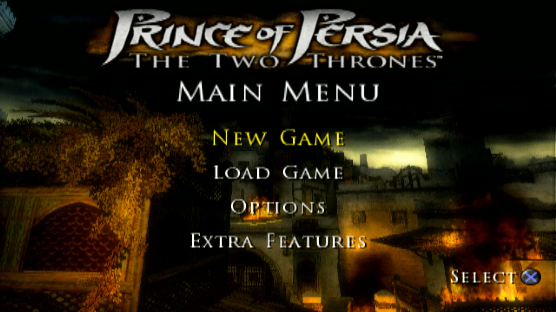 Prince of Persia The Two Thrones PS2 title screen