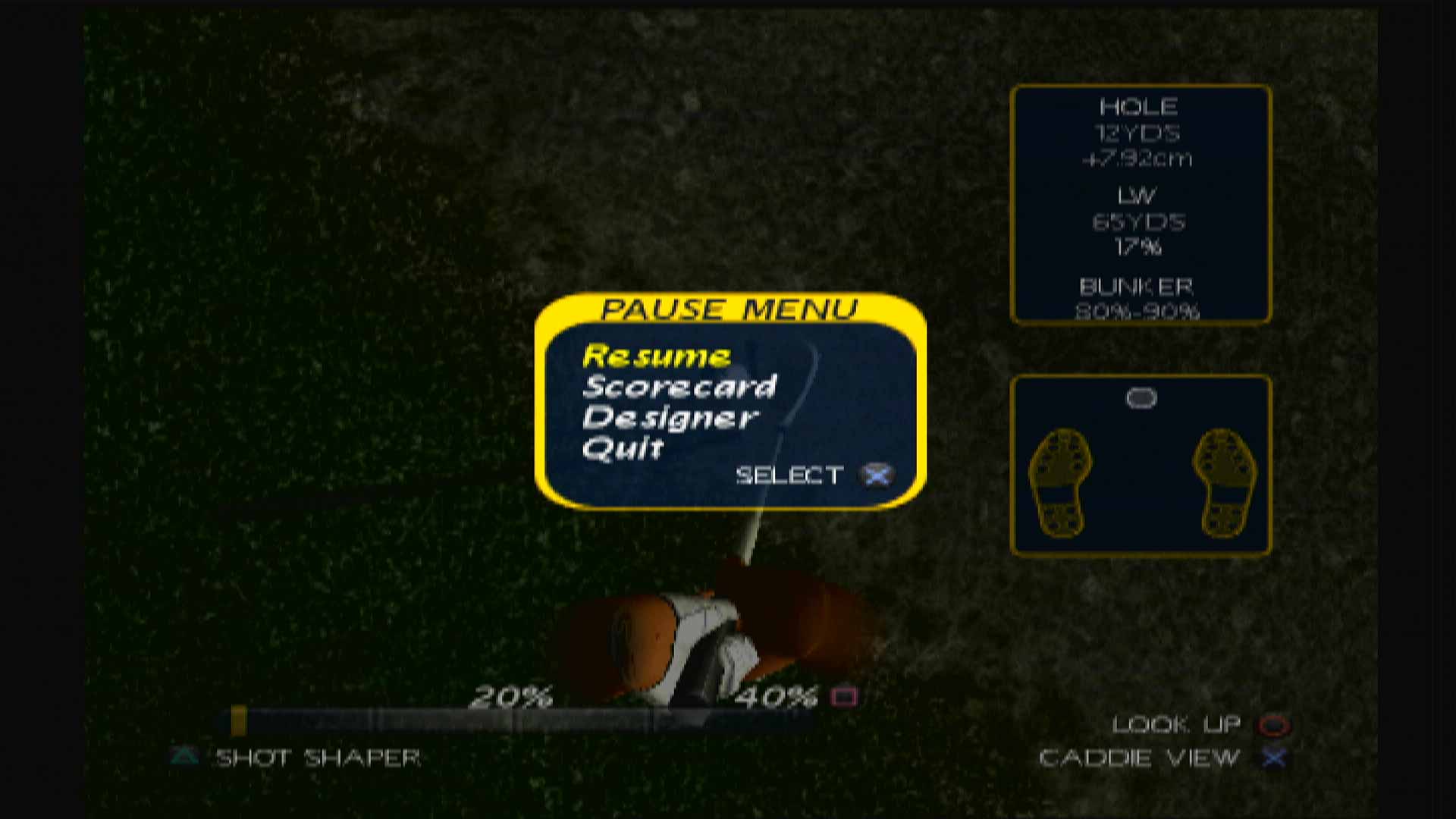 ProStroke Golf World Tour 2007 PS2 pause menu