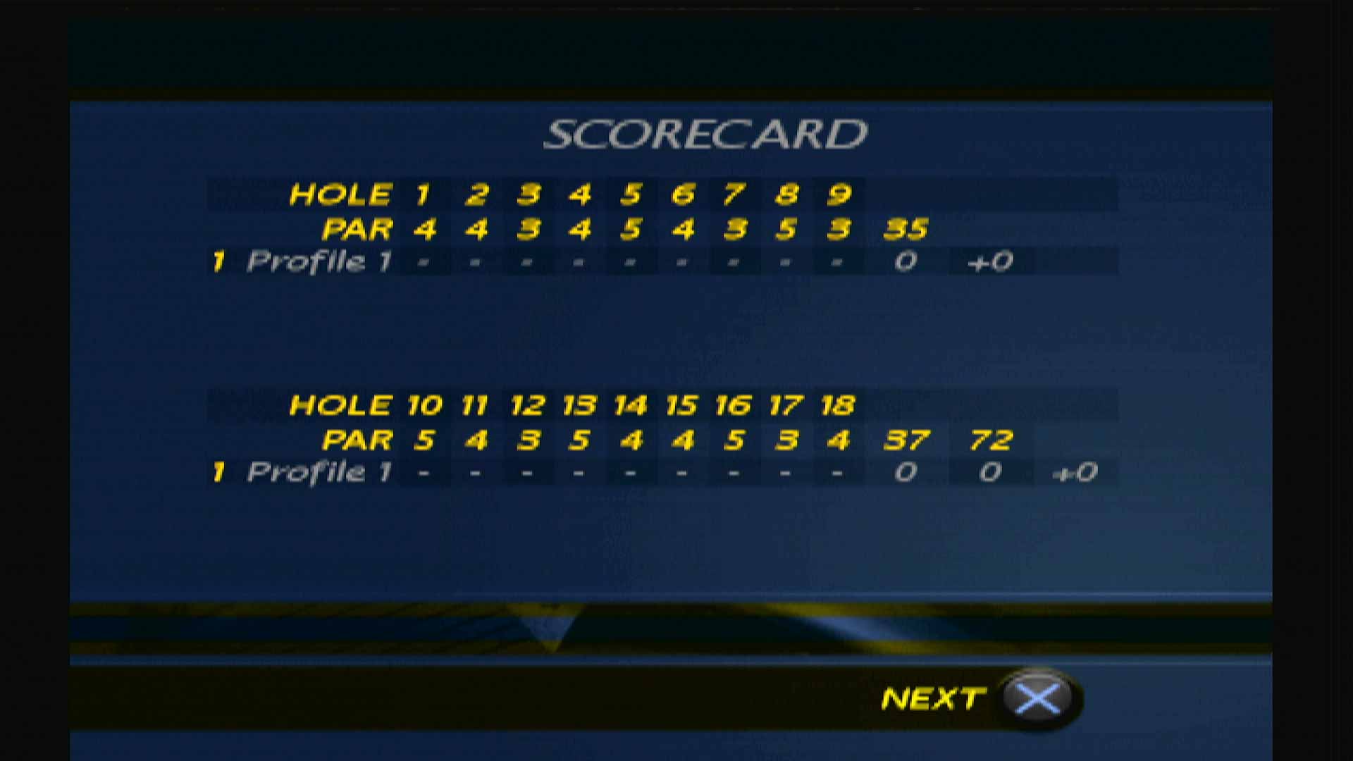 ProStroke Golf World Tour 2007 PS2 scorecard