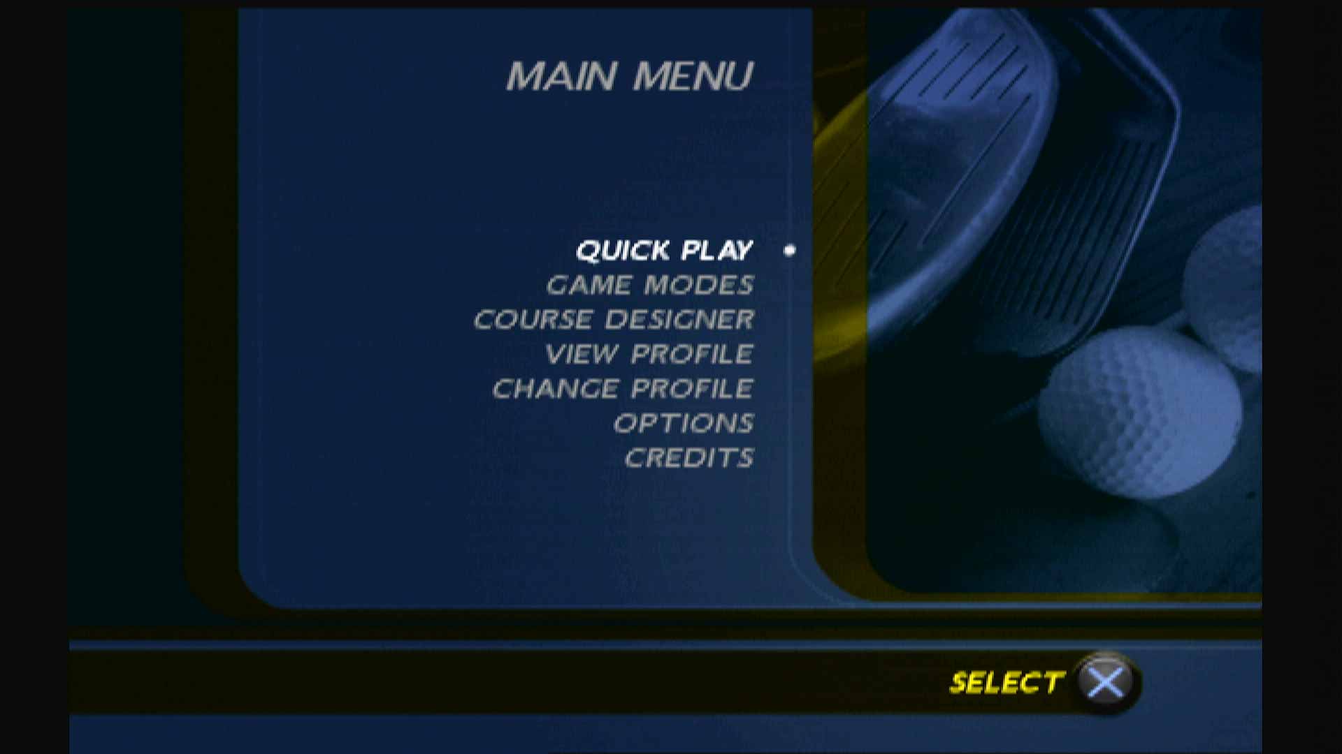 ProStroke Golf World Tour 2007 PS2 main menu