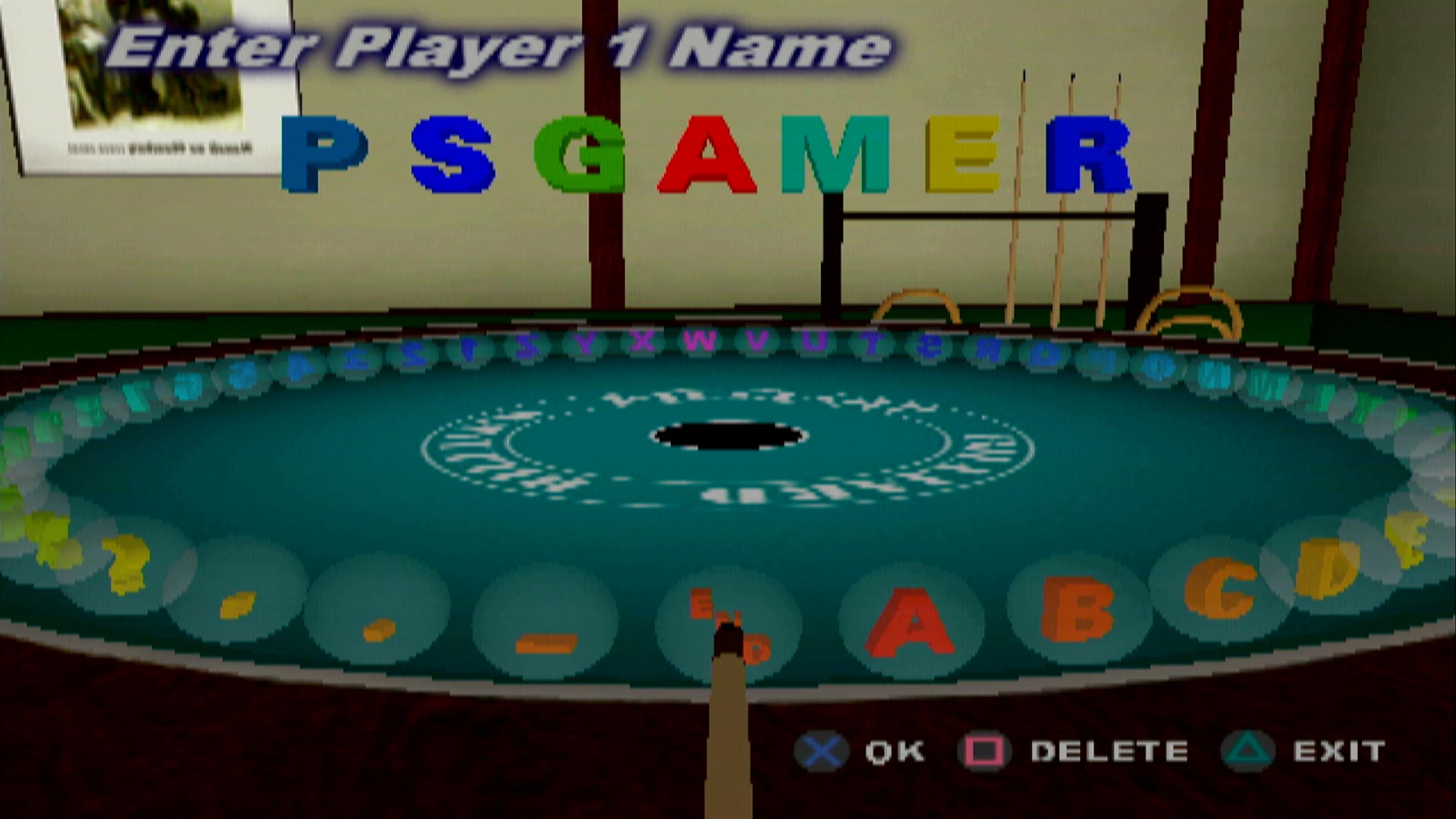 Real Pool PS2 player name select