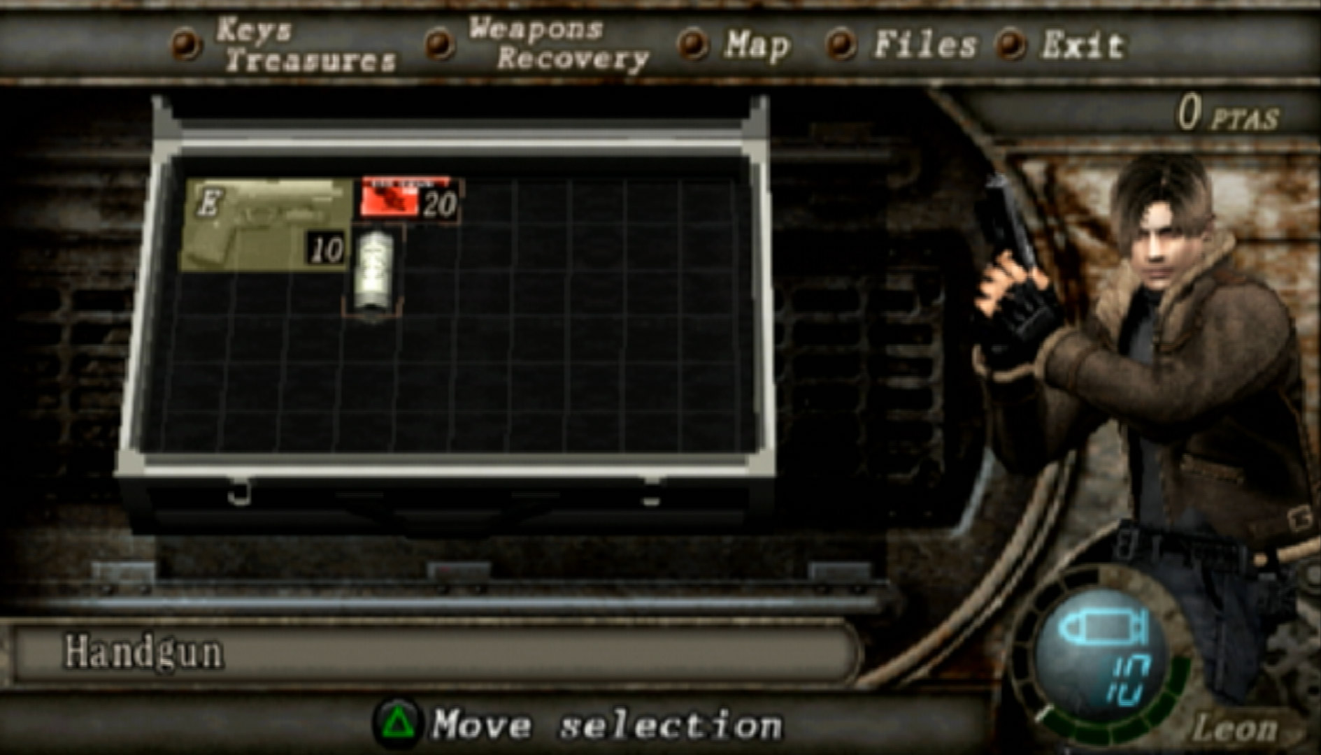 Resident Evil 4 PS2 inventory screen