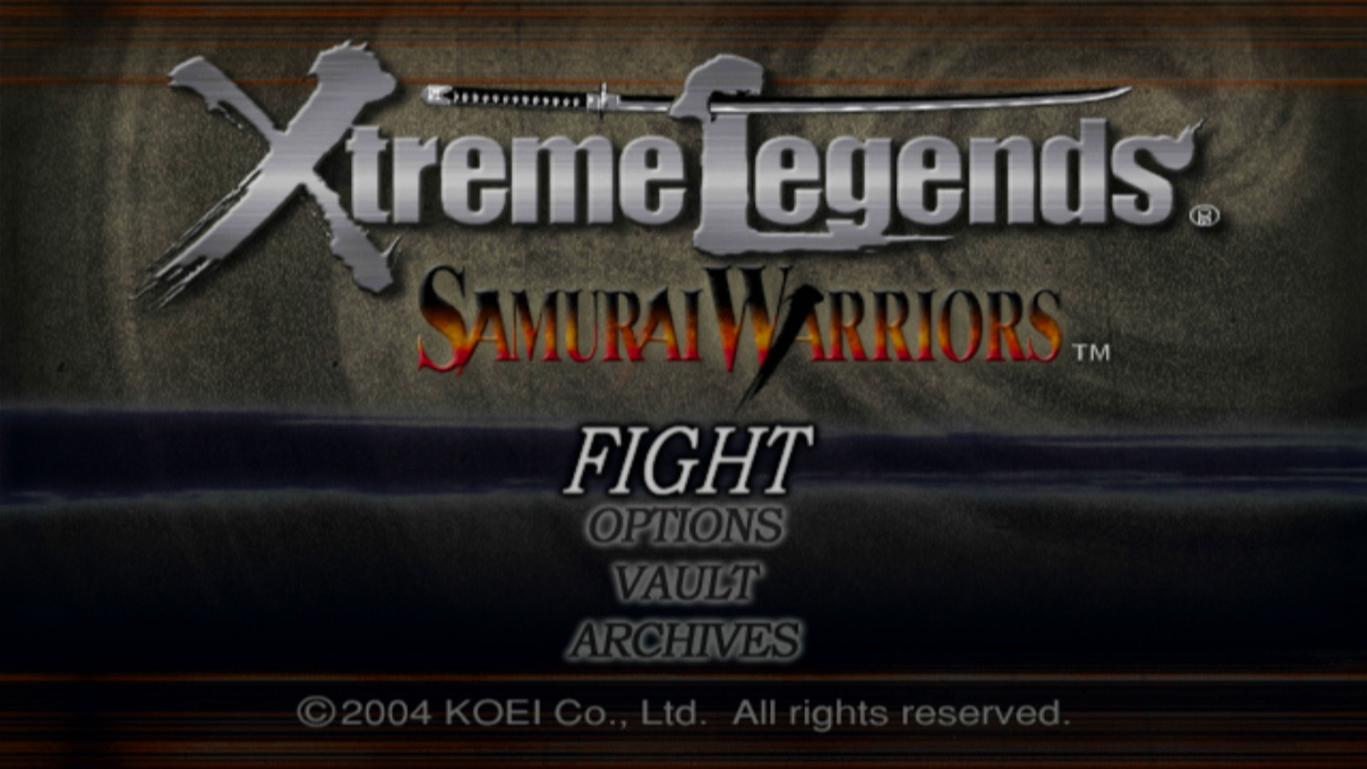 Samurai Warriors Xtreme Legends PS2 main menu