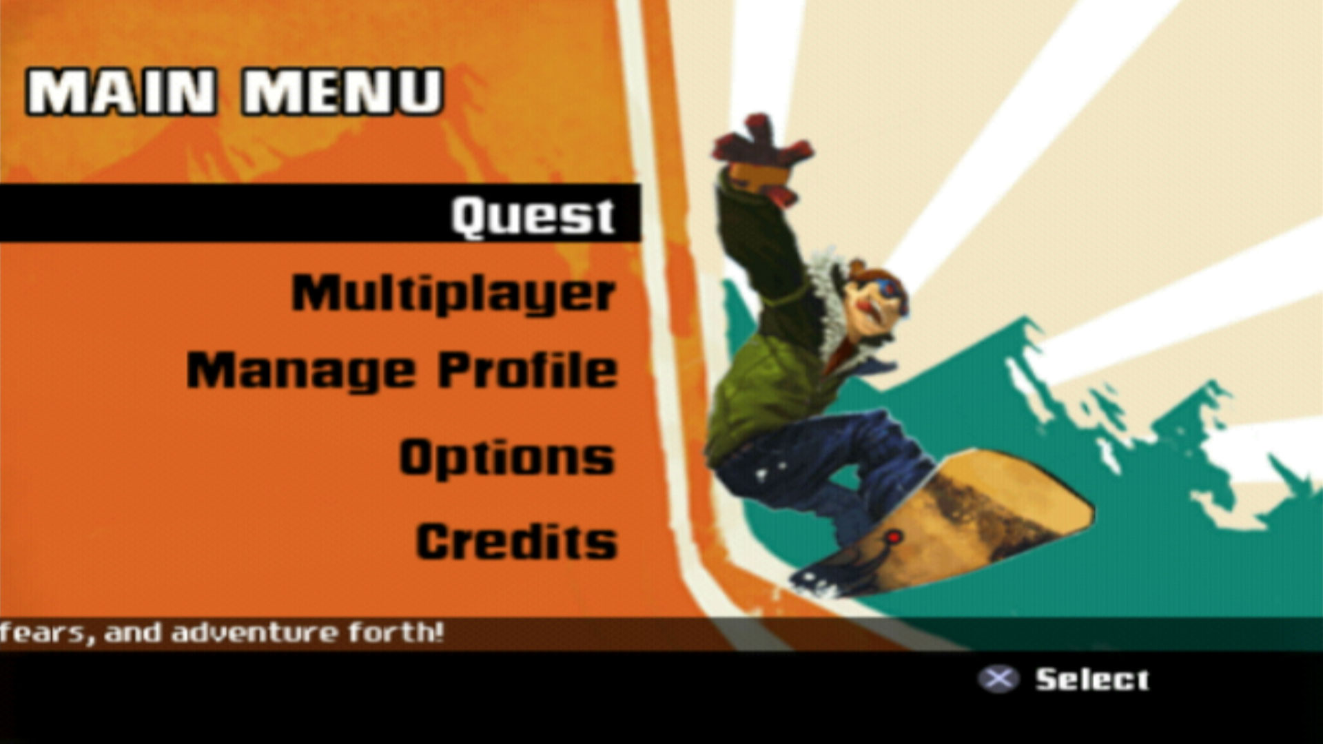 Shaun White Snowboarding PS2 main menu