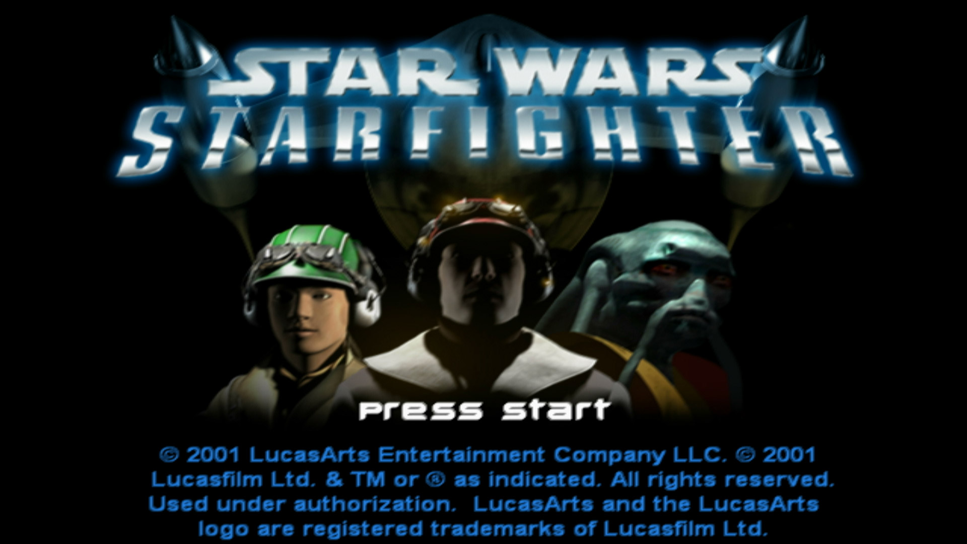 Star Wars Starfighter PS2 title start screen