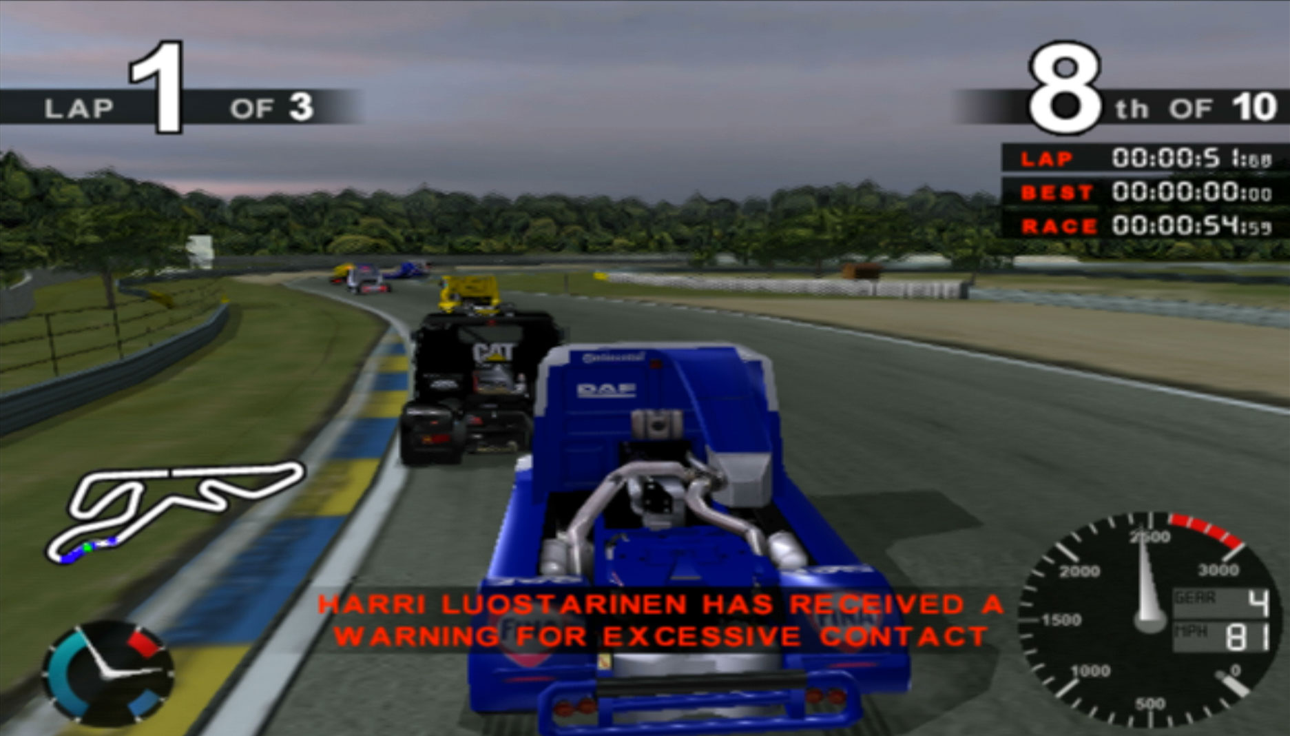 Super Trucks Racing PS2 excessive contact warning