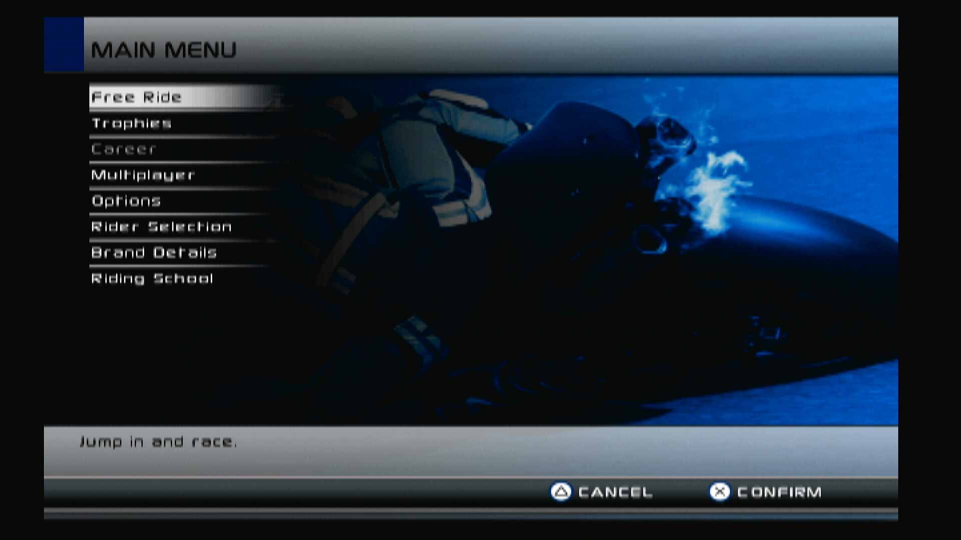 Suzuki Super-bikes II PS2 main menu