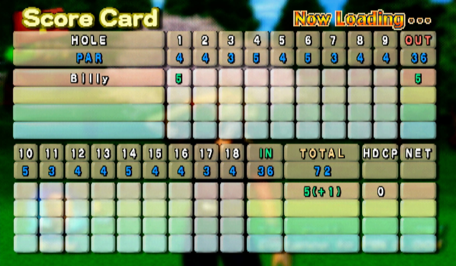 Swing Away Golf PS2 score card