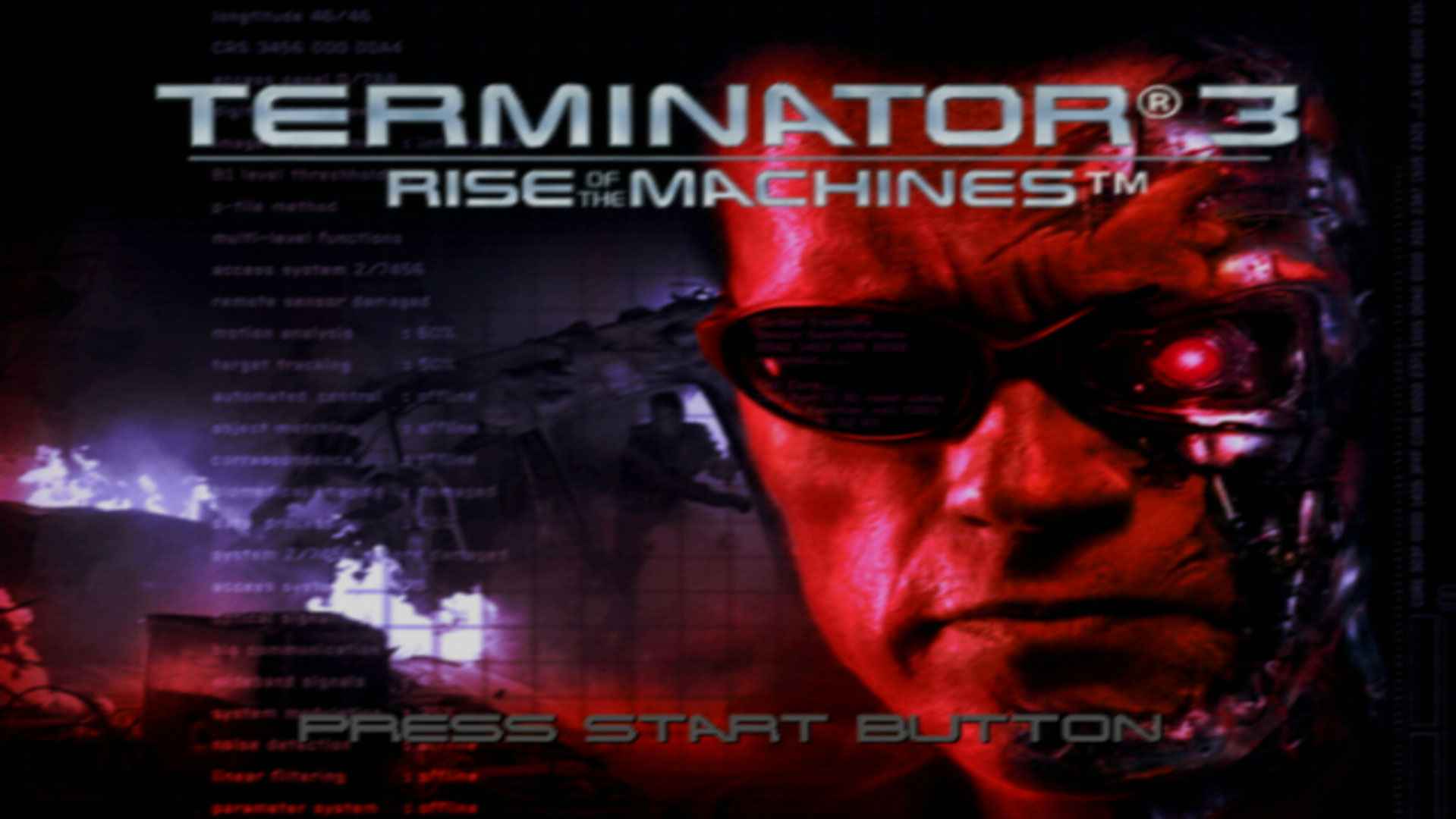 Terminator 3 Rise of the Machines PS2 title screen