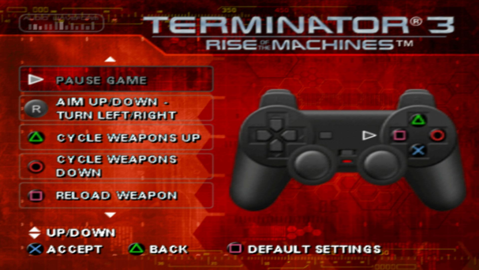 Terminator 3 Rise of the Machines PS2 controls 1