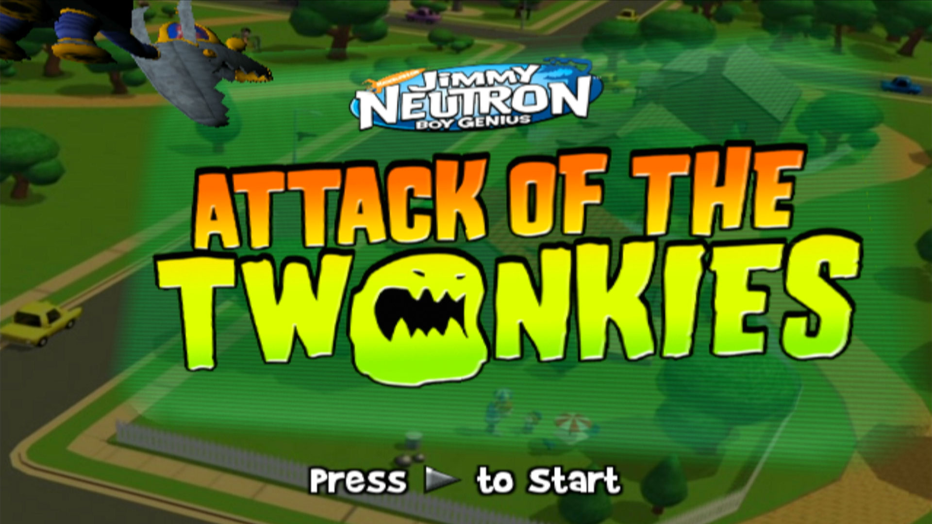 Jimmy Neutron Boy Genius Attack of the Twonkies PS2 title start screen