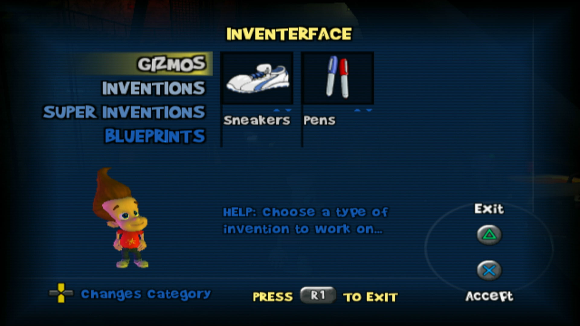 Jimmy Neutron Boy Genius Attack of the Twonkies PS2 interface menu